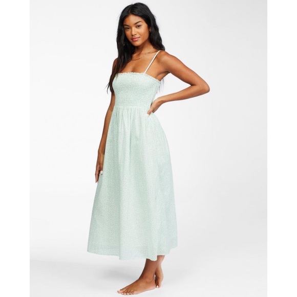 Billabong Mint Smocked Midi Dress - Picture 6 of 8